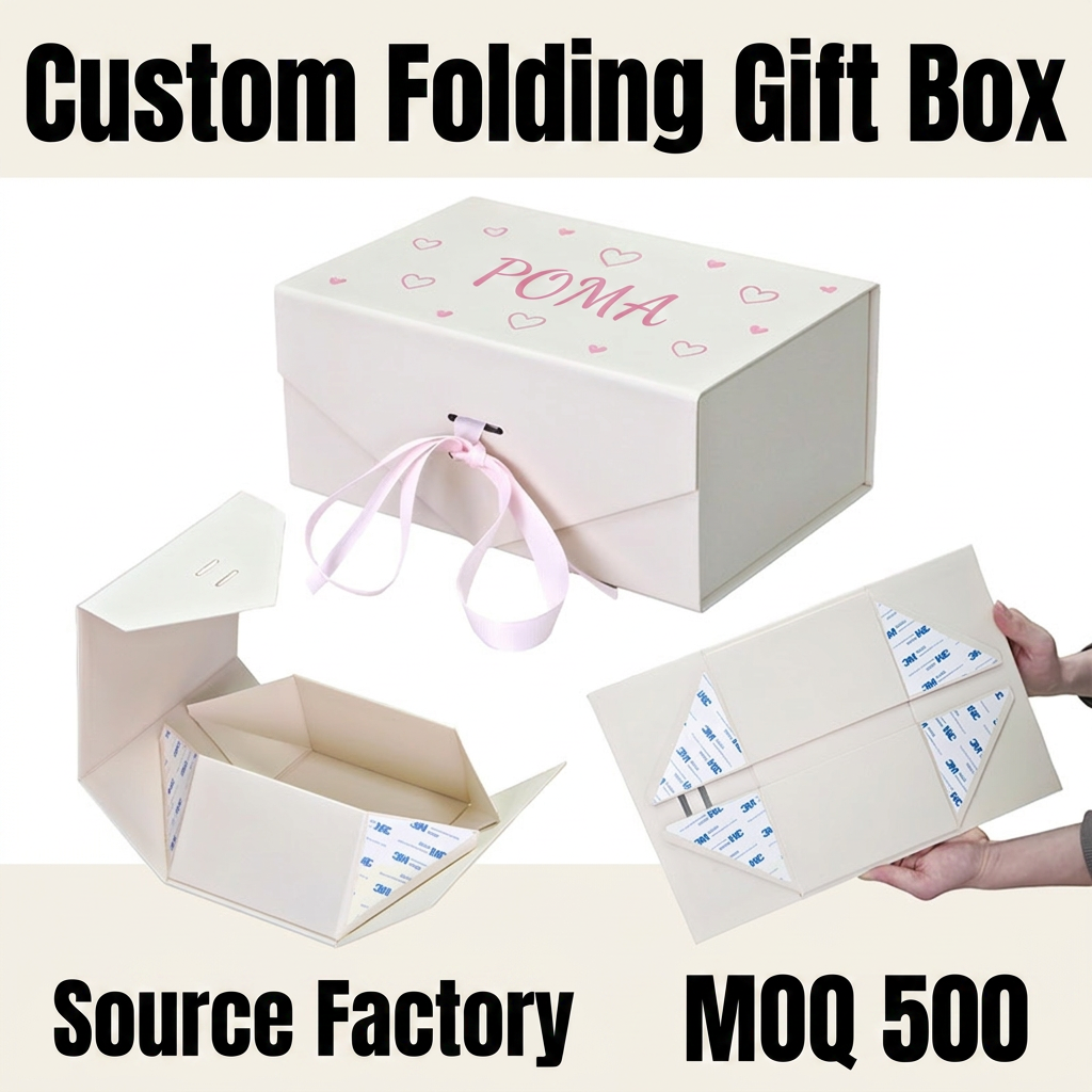 Customizable One Piece Foldable Large Magnetic Gift Box with Magnetic Closure for Cosmetics and Gift