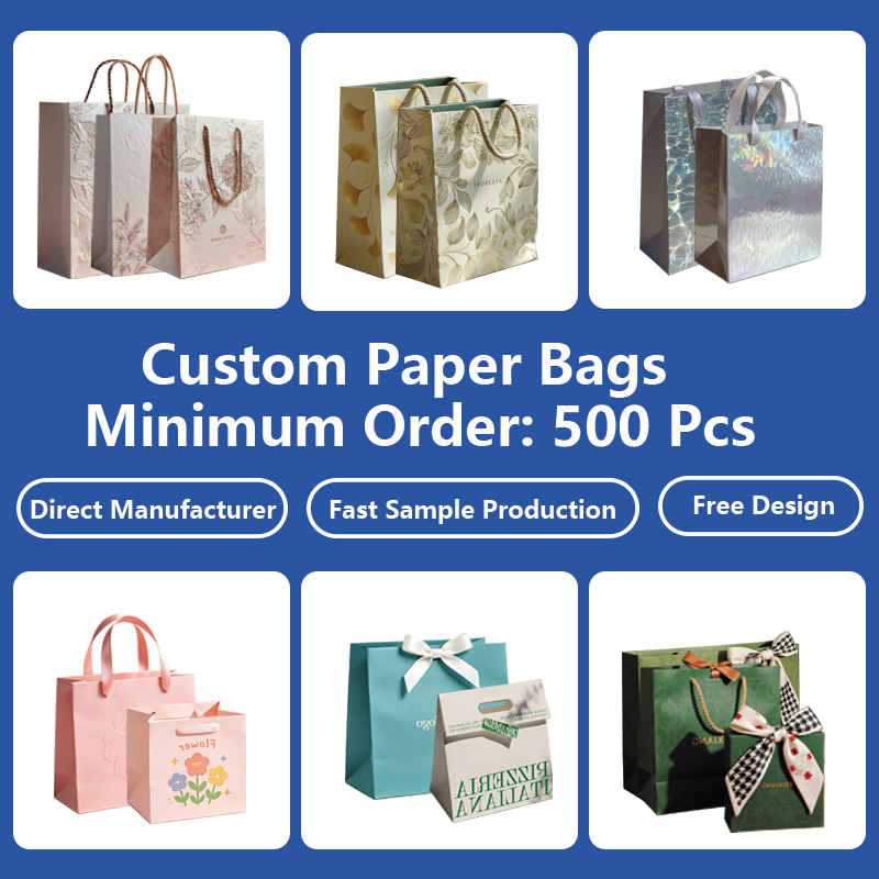 Custom Luxury Paper Shopping Bags for Retail Gift Packaging and Boutique Brand Wholesale