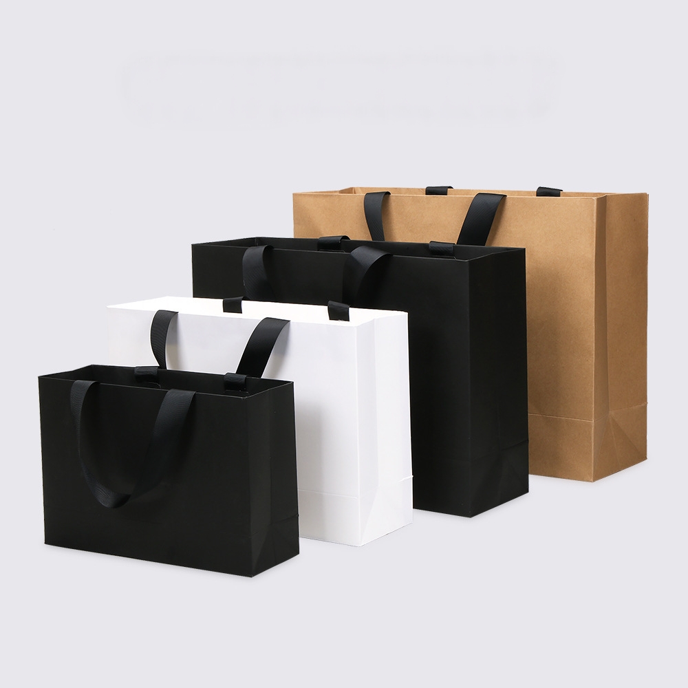 Custom Printed Kraft Paper Gift Bags for Ecommerce Packaging and Retail Store Supplies