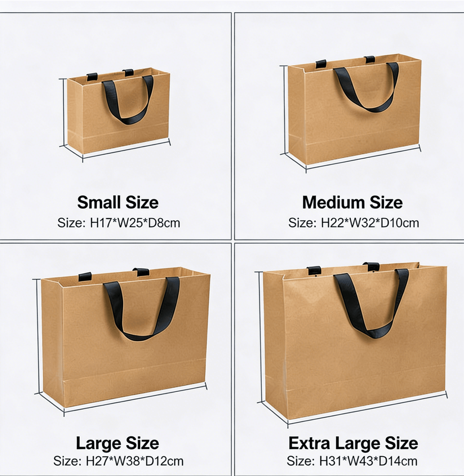 Custom Printed Kraft Paper Gift Bags for Ecommerce Packaging and Retail Store Supplies