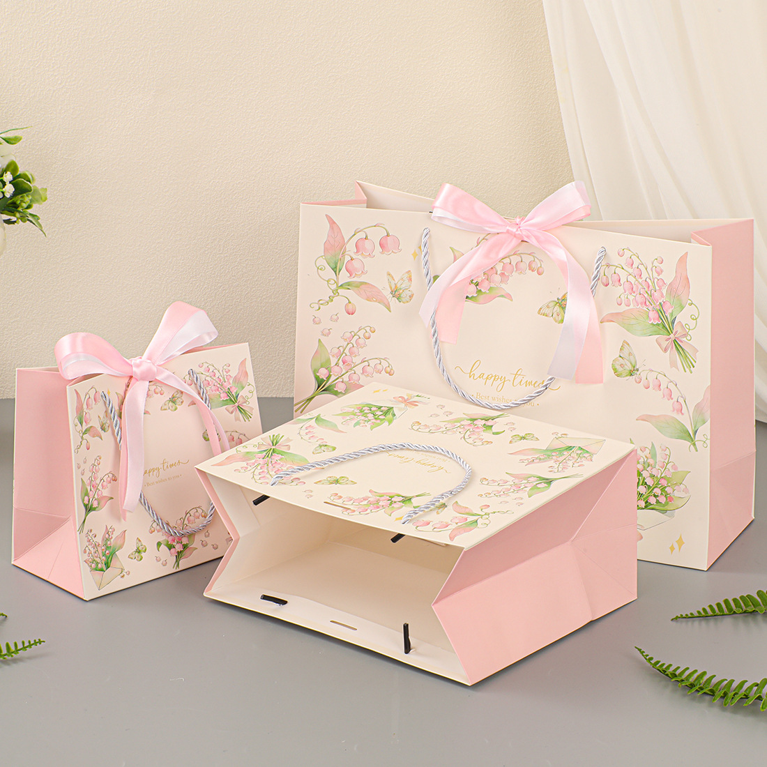 Premium Paper Shopping Bags with Ribbon Handles for Luxury Gift and Boutique Packaging