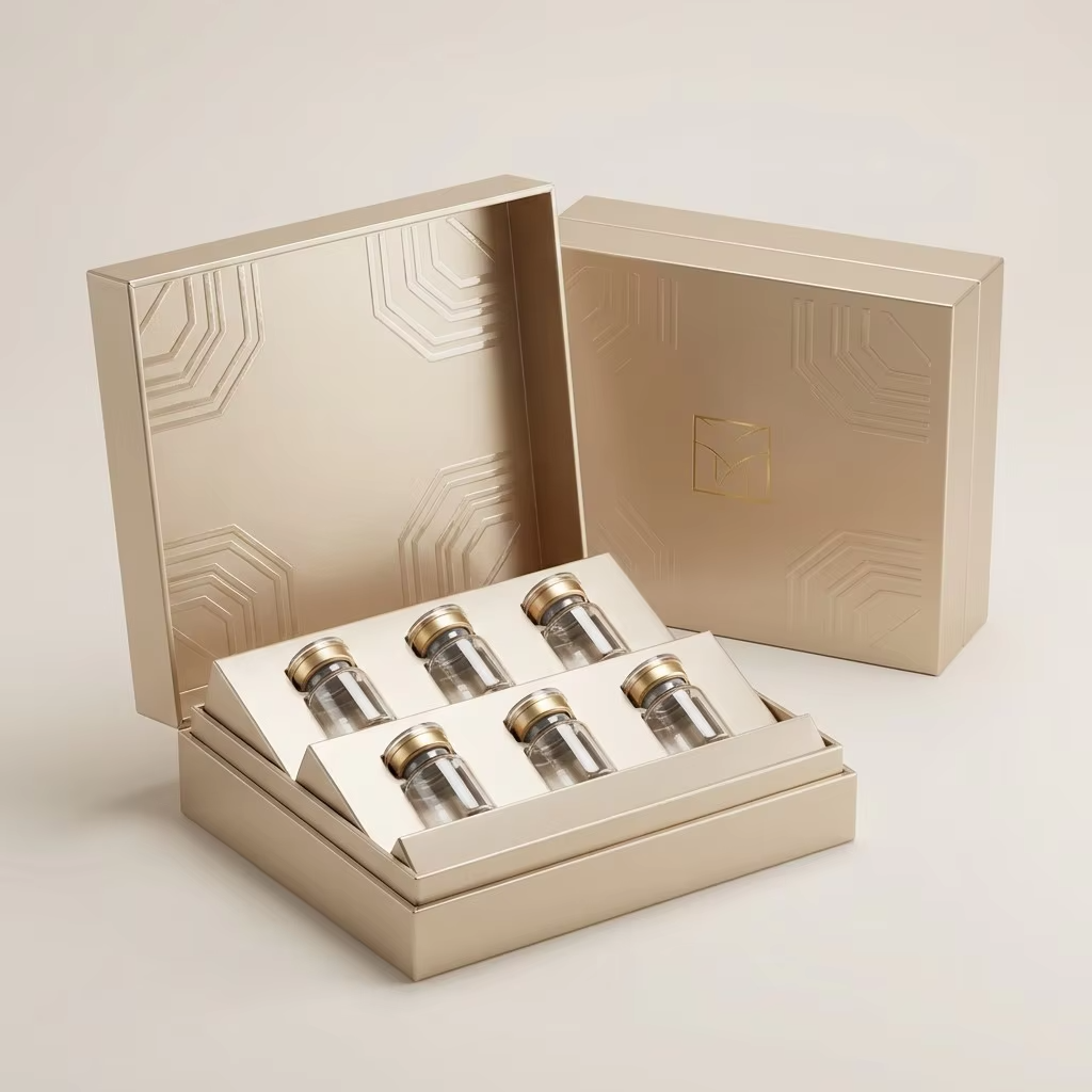 Custom Luxury Skincare Ampoule Box for Peptide Serum Packaging with Insert Tray OEM Factory
