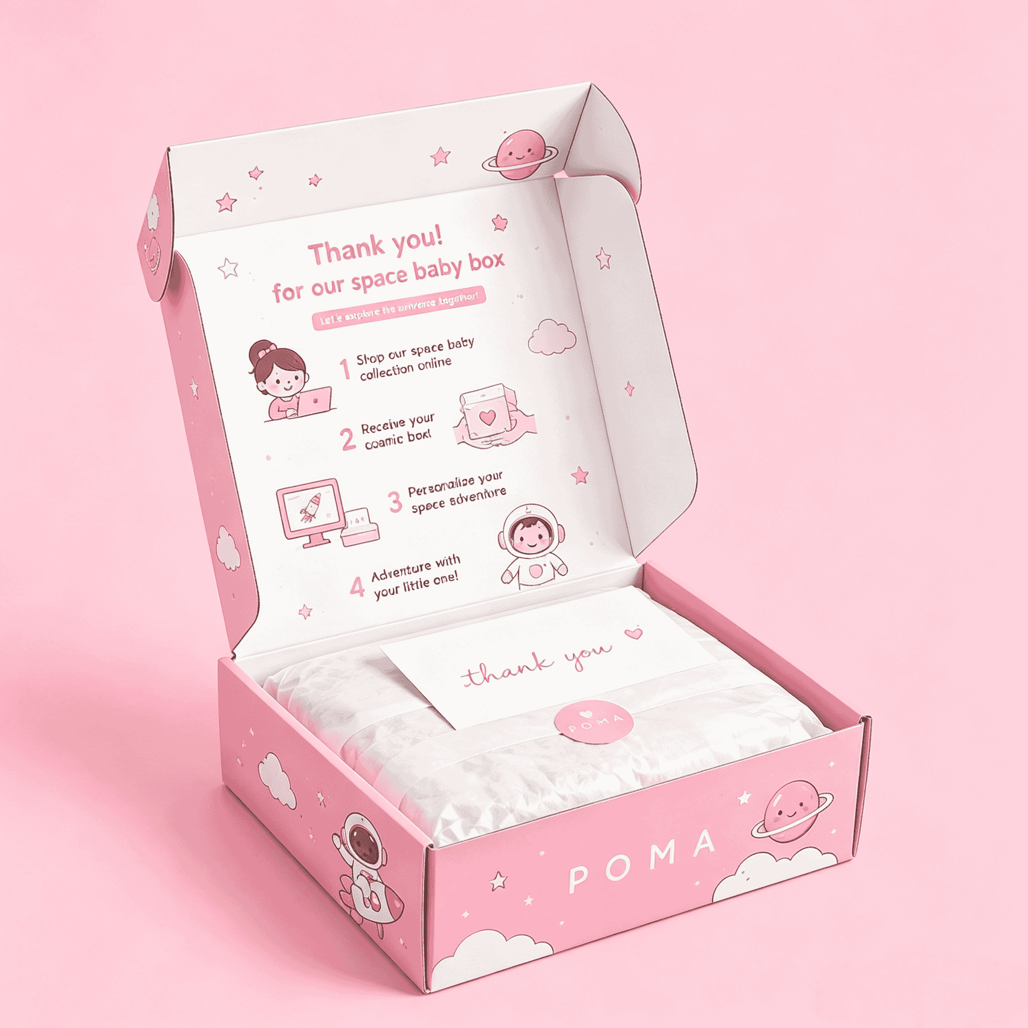 Custom Cartoon Print Corrugated Mailer Box Pink Baby Kids Shipping Box For Children Toy Garment Gift