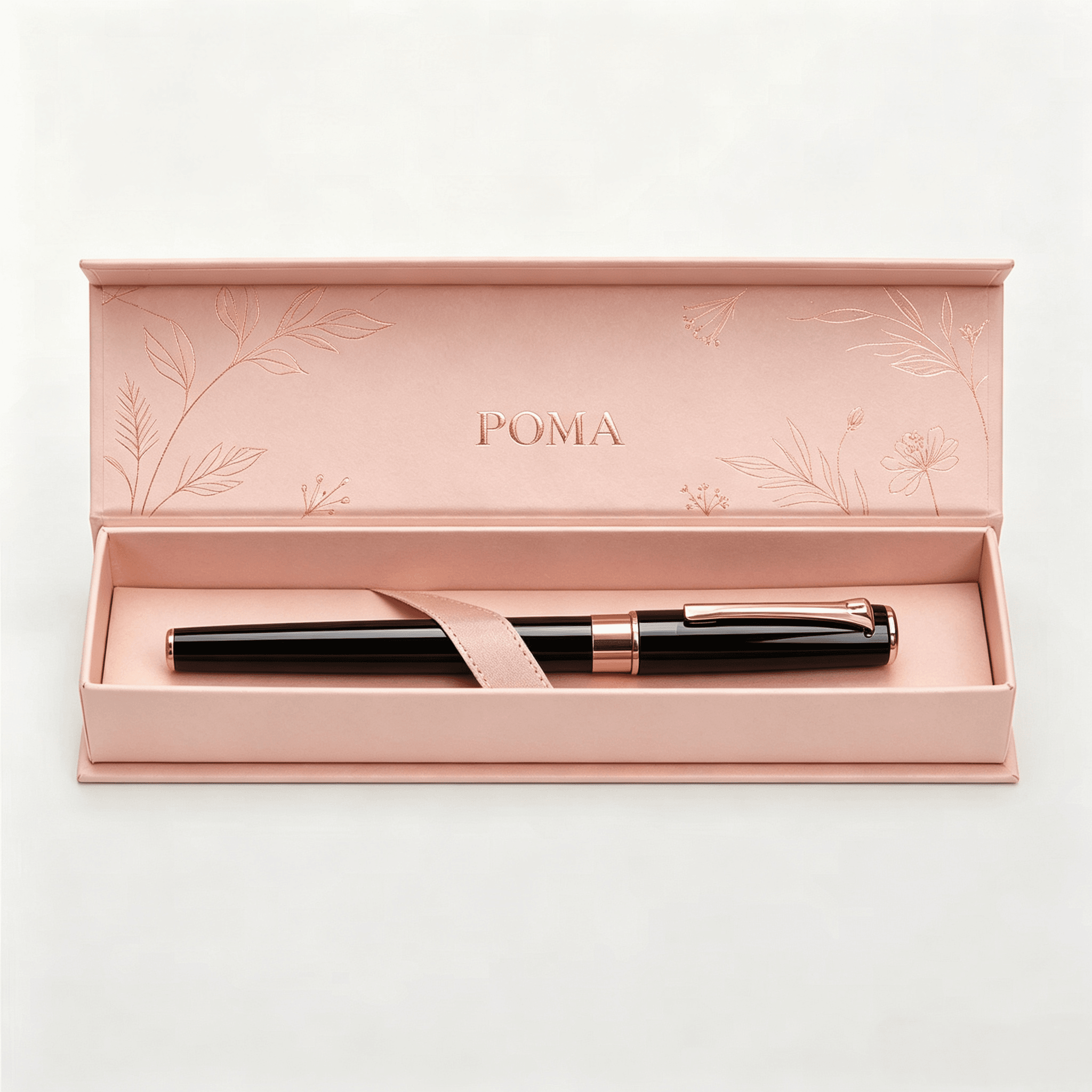 Personalized Pink Rigid Pen Gift Box Floral Embossed Custom Size for Corporate Graduation