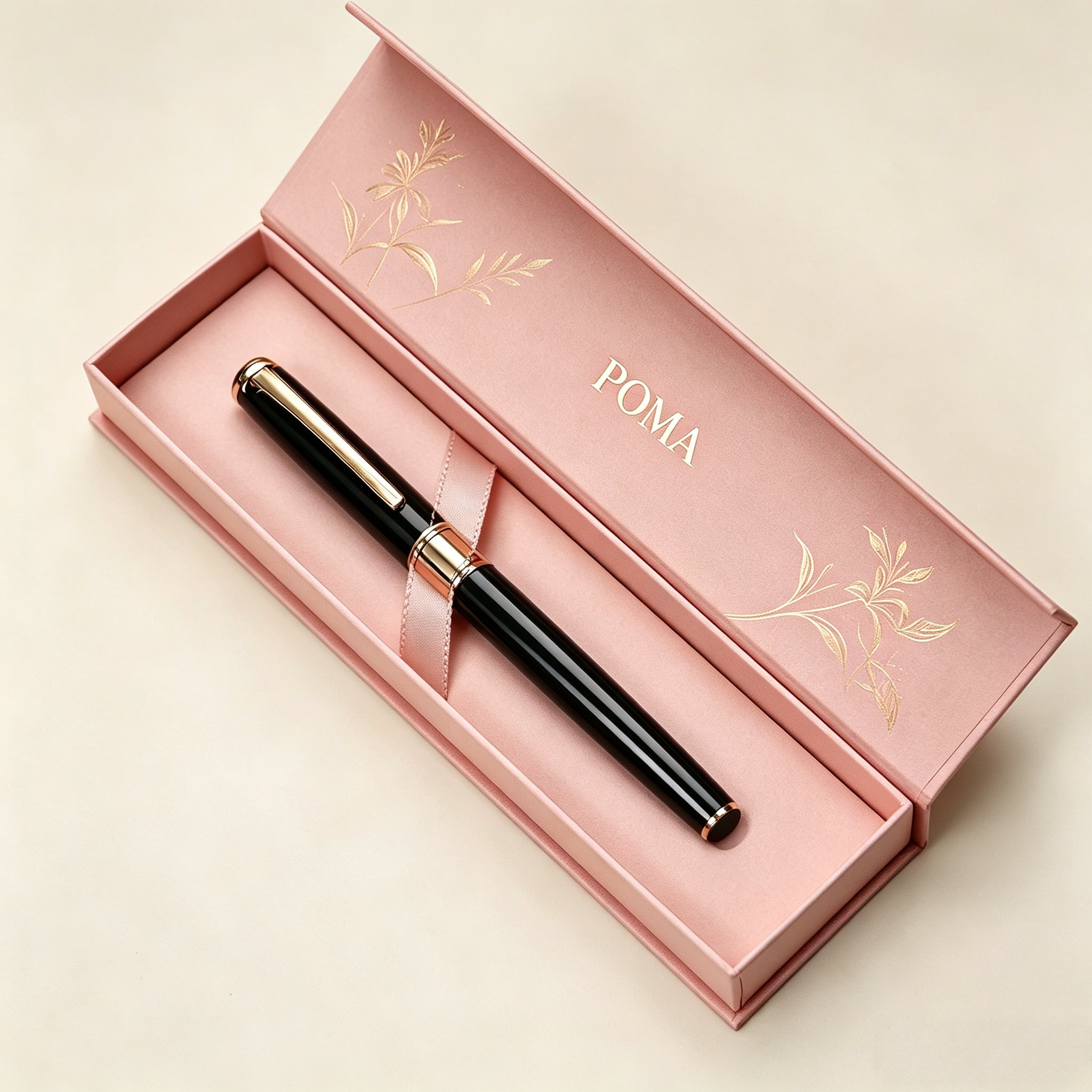 Personalized Pink Rigid Pen Gift Box Floral Embossed Custom Size for Corporate Graduation