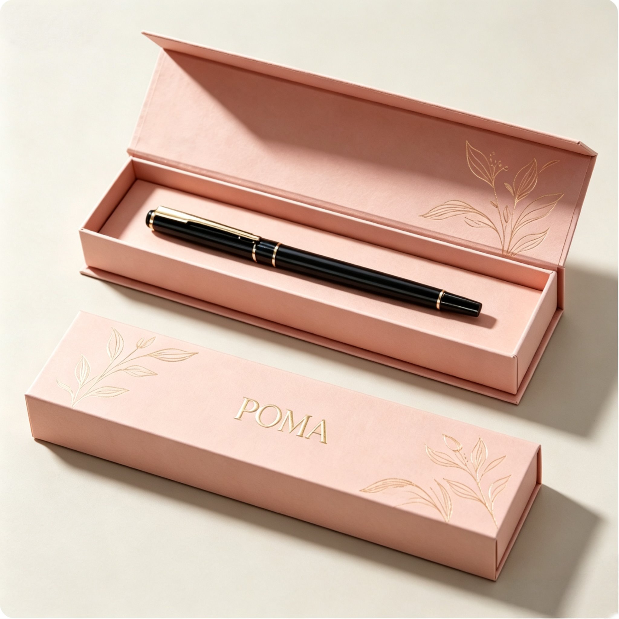 Personalized Pink Rigid Pen Gift Box Floral Embossed Custom Size for Corporate Graduation