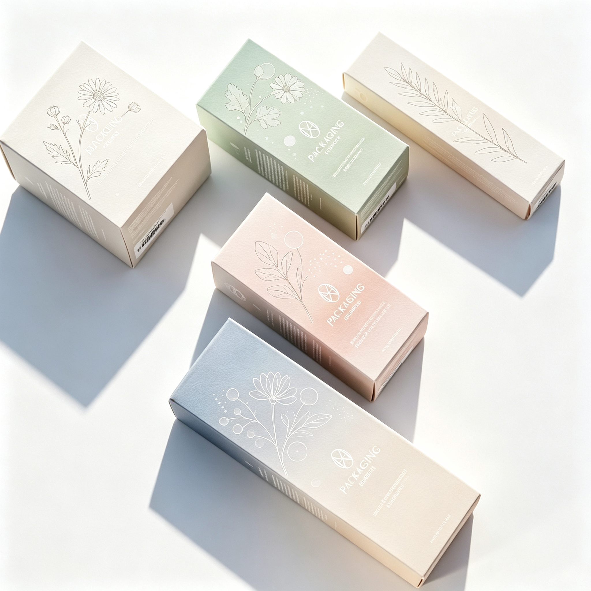 Custom Gold Foil Cosmetic Packaging Box Fresh Green Paper Box For Serum Cream Essential Oil Skincare
